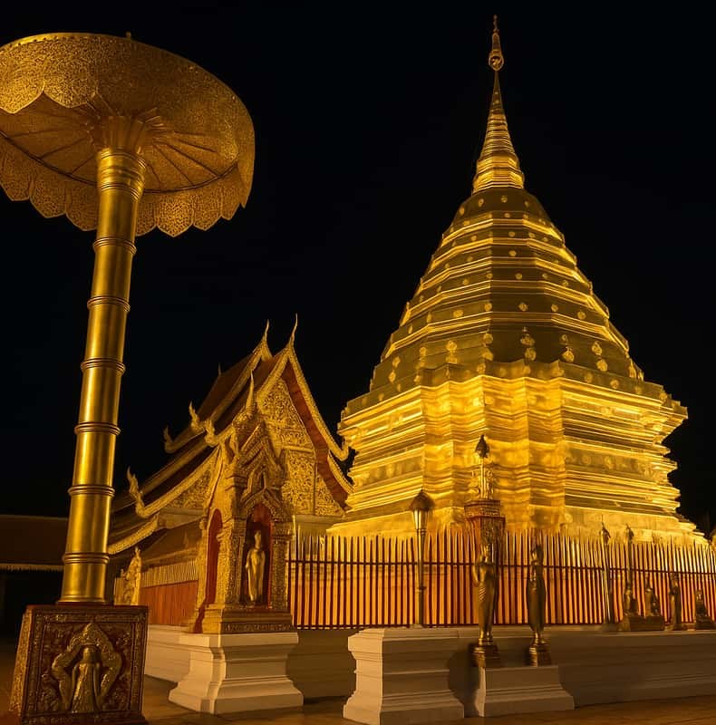 Chiang Mai: Doi Suthep and Wat Umong Enchanting Evening Tour